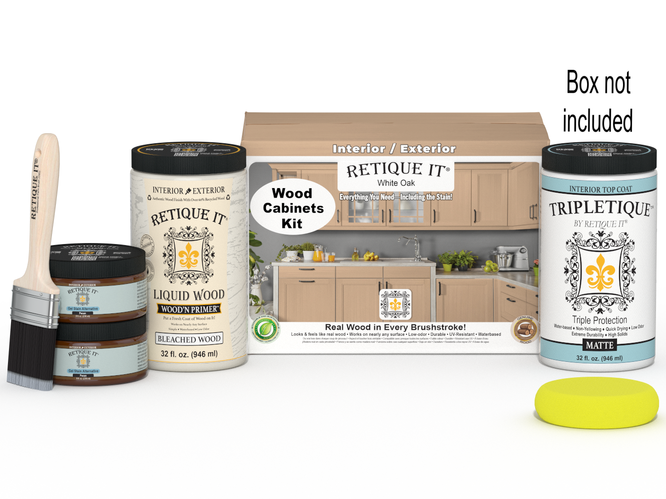 White oak Wood'n Cabinet Kit with 12 smooth doors, stain finish, by Retique It® for stylish kitchen or storage cabinets.