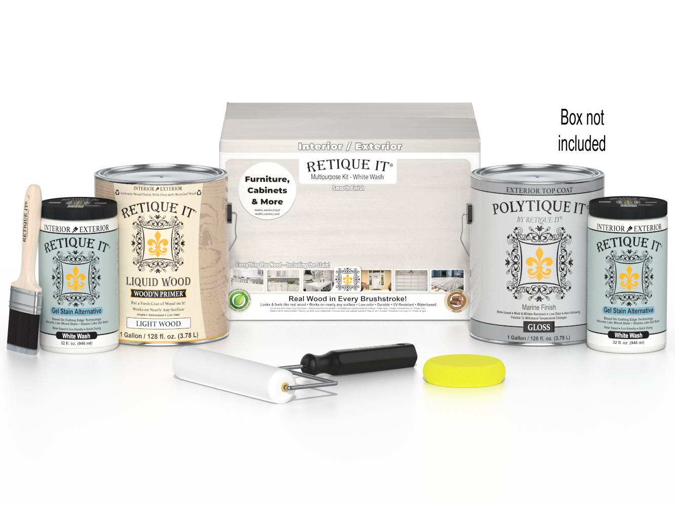 Multi-purpose Smooth Finish Kit (4x Lg) - White Wash - Exterior Top Coat