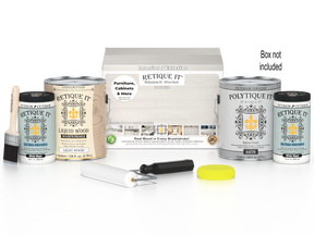 Retique It® Multi-purpose Smooth Finish Kit in white wash for exterior wood, includes four large top coat containers with matte finish.
