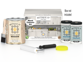 Retique It Wood'n Cabinet Kit with 48 white wash stained cabinet doors, smooth finish, ideal for kitchen or bathroom renovation.