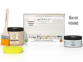 Retique It® Multi-purpose Smooth Finish Kit in White Wash for wood finishing, includes tools and materials for a smooth, professional look.