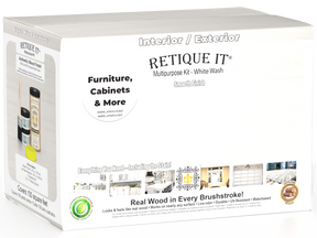 Retique It® Multi-purpose Smooth Finish Kit (Large) in White Wash for interior top coat with a matte finish, wood finishing kit.