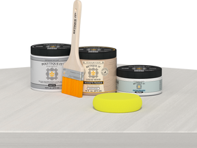 Retique It® Wood'n Finish Kits Multi-purpose Smooth Finish Kit in White Wash for exterior wood projects, matte top coat application.