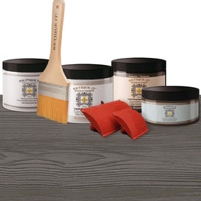 Retique It Wood'n Kit Medium Harbor Gray exterior top coat for wood, shown in a multi-purpose finish kit image.