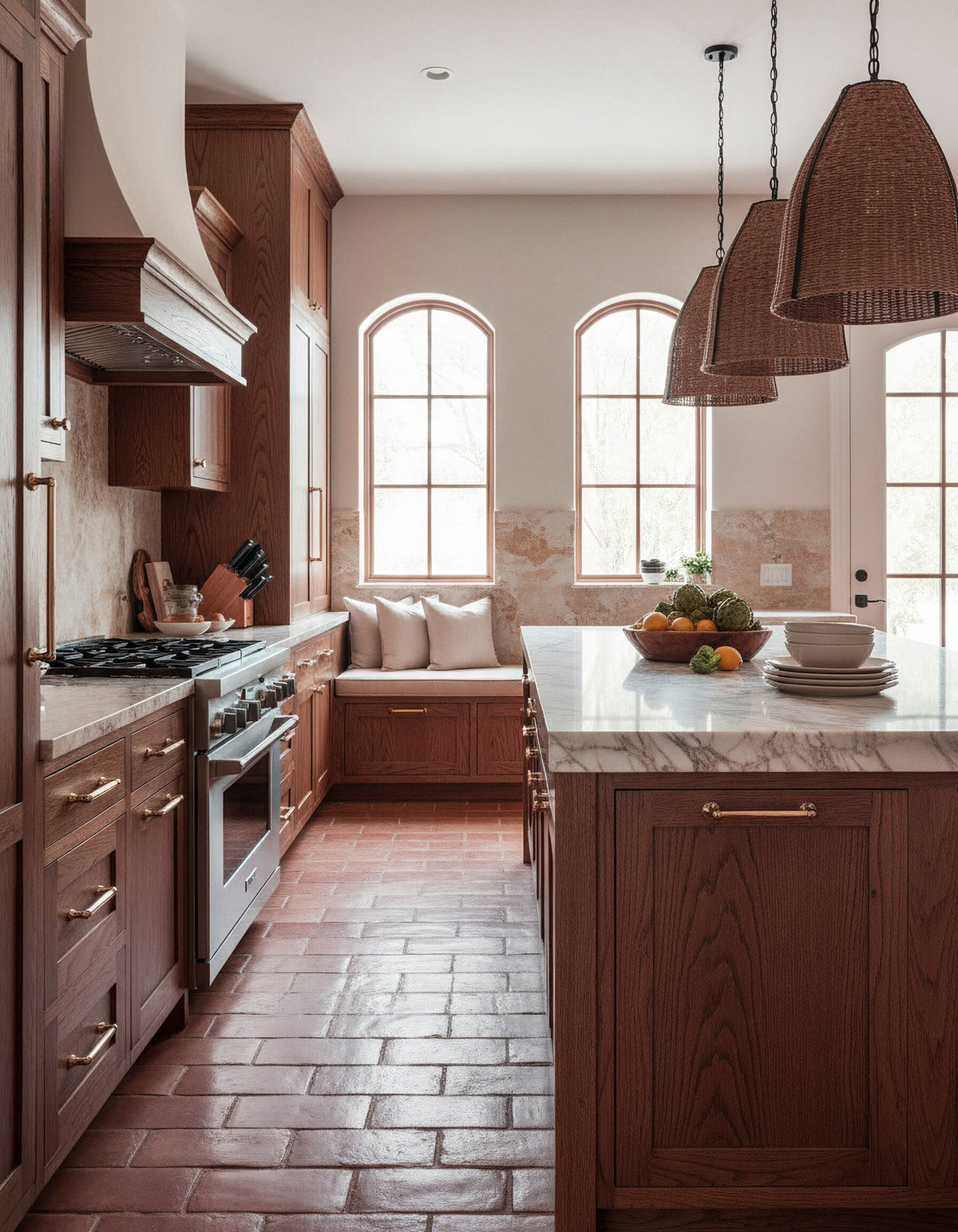 Retique It® Wood'n Cabinet Kit in vintage cherry stain, featuring 24 grained cabinet doors with dark oak rustic kitchen style.