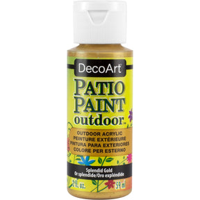 DecoArt Patio Paint Outdoor Acrylics in Glorious Gold metallic color, 2 oz bottle for outdoor craft projects