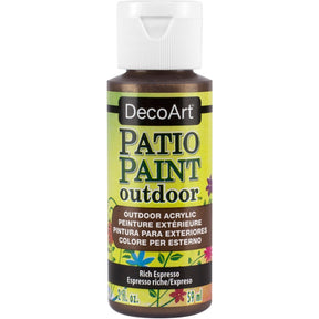 DecoArt Patio Paint Outdoor Acrylics Metallics in Glorious Gold, 2 oz bottle, suitable for outdoor craft projects and surfaces
