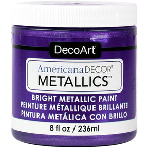 DecoArt Americana Decor Metallics pearl finish in an 8 oz bottle, featuring a shiny metallic paint for craft and home decor projects.