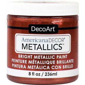 DecoArt Americana Decor Metallics pearl acrylic paint in 8 oz bottle, showcasing a metallic pearl finish for craft and home decor projects.