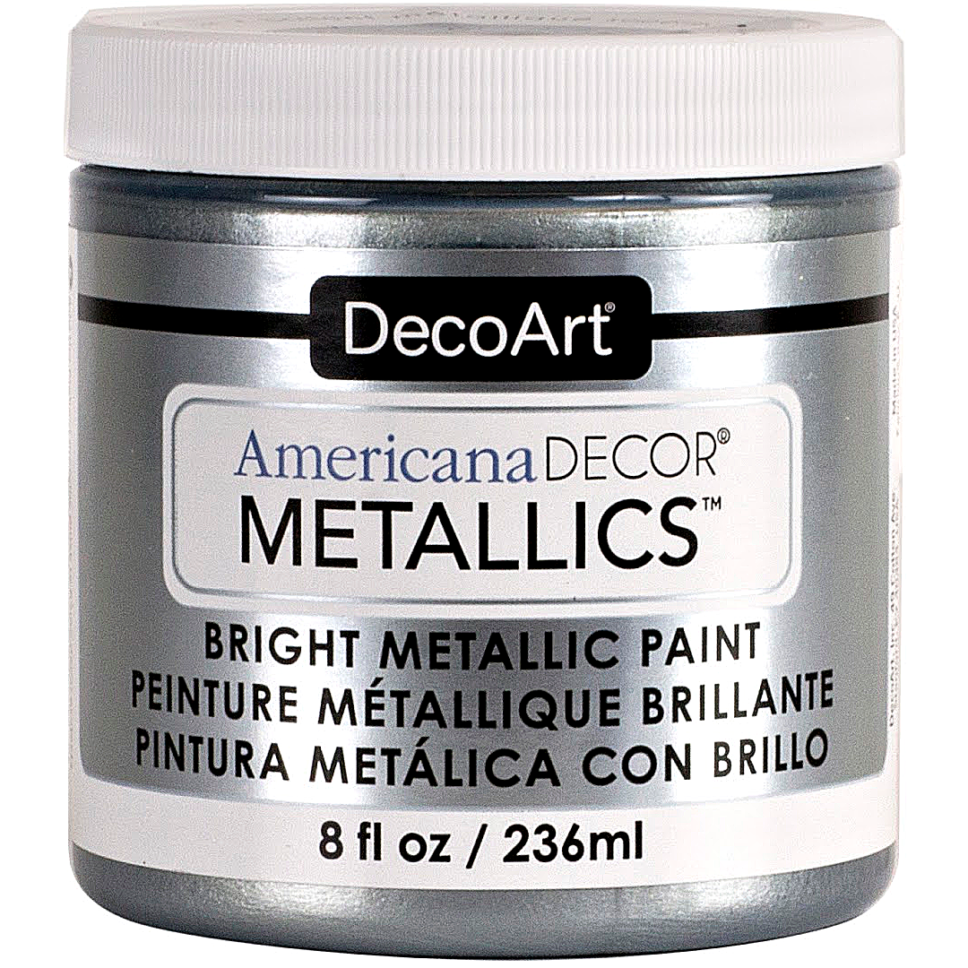 DecoArt Americana Decor Metallics Pearl acrylic paint in 8 oz bottle, shiny pearl finish for craft and home decor projects