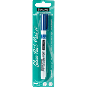 DecoArt silver opaque glass paint markers showing fine tip for detailed glass decorating and painting projects.