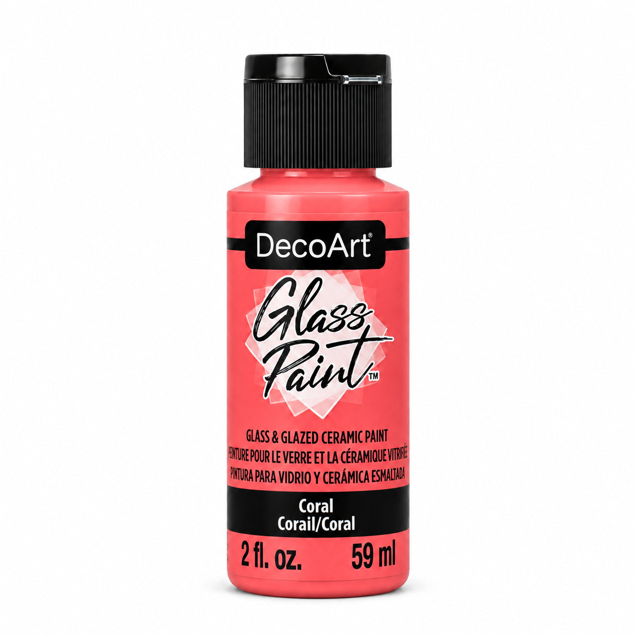 DecoArt Glass Paint in Coral, 2 oz bottle for decorative glass surfaces