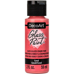 White DecoArt Glass Paint in a 2 oz bottle, suitable for decorating and customizing glass surfaces.