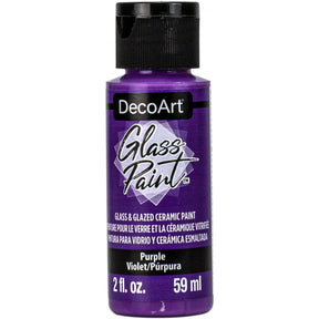 White DecoArt Glass Paint in a 2 oz bottle, suitable for creating colorful designs on glass surfaces.