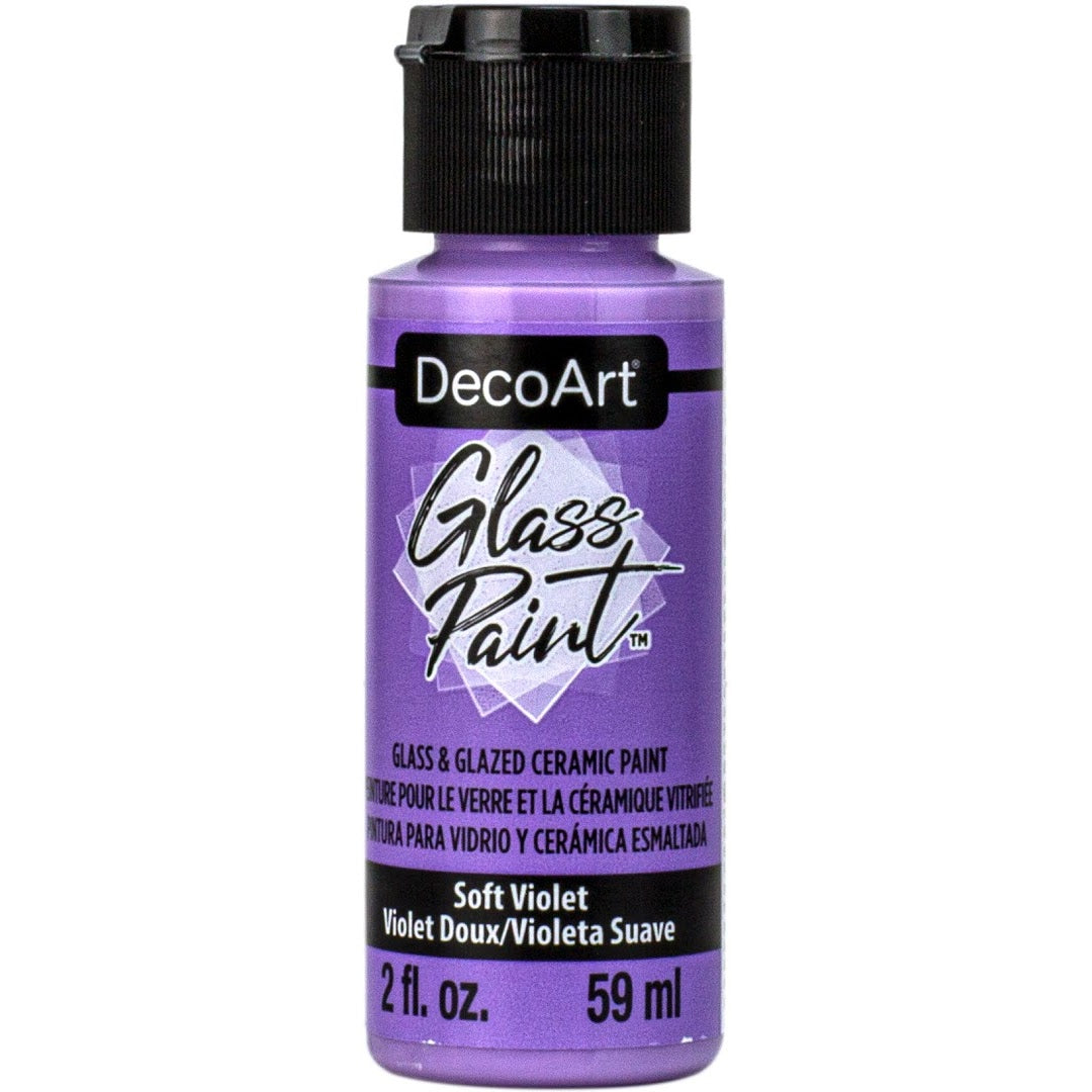 DecoArt Glass Paint in white, 2 oz bottle, suitable for decorating and customizing glass surfaces with vibrant color.