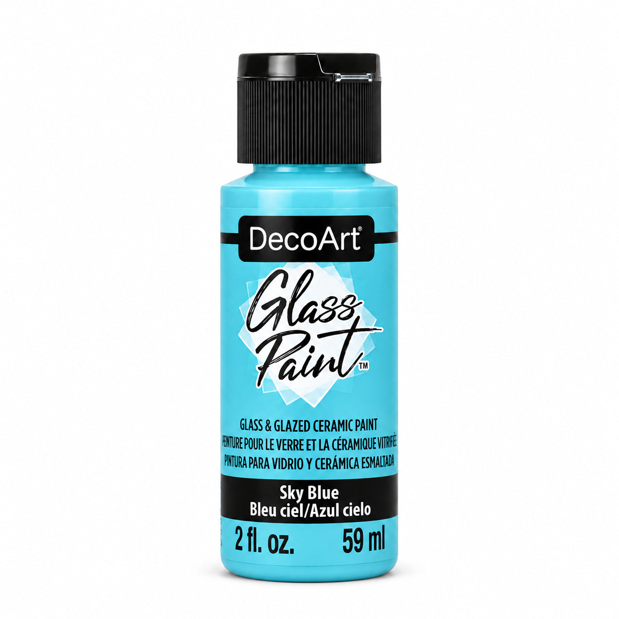 DecoArt Glass Paint in Sky Blue, 2 oz bottle for glass surfaces