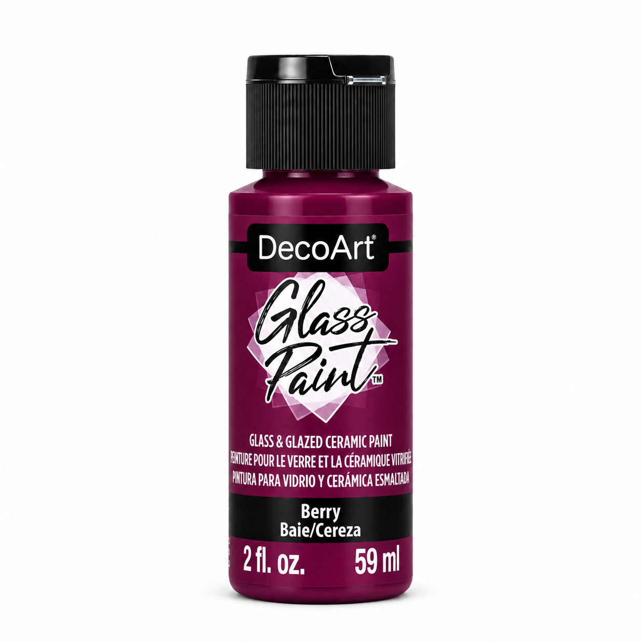 DecoArt Glass Paint in Berry, 2 oz bottle for decorative glass surfaces