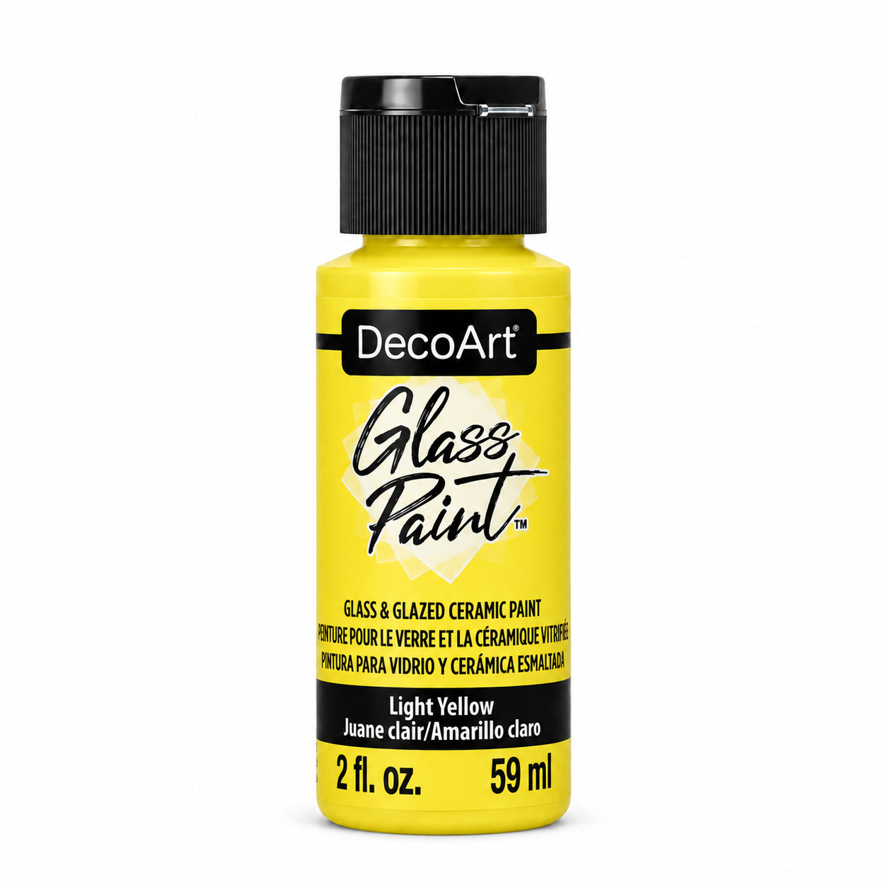 DecoArt Glass Paint in light yellow, 2 oz bottle
