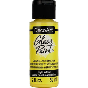 White DecoArt Glass Paint in a 2 oz bottle, suitable for decorating and detailing glass surfaces with vibrant color.