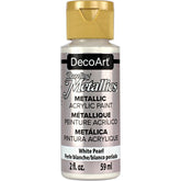 White Pearl Dazzling Metallics acrylic paint by DecoArt, 2 oz, with a shimmering metallic finish.