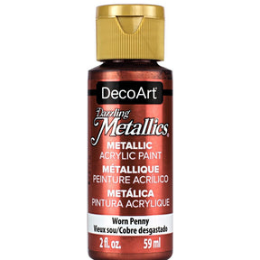 White Pearl Dazzling Metallics acrylic paint by DecoArt in a 2 oz bottle with a shimmering pearl finish.