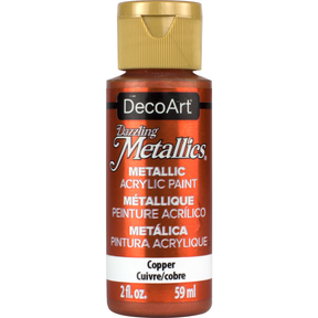 White Pearl Dazzling Metallics paint by DecoArt in a 2 oz bottle with a shimmering metallic finish.