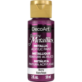 White pearl Dazzling Metallics paint by DecoArt, 2 oz bottle with shimmering metallic finish.