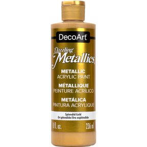 White Pearl Dazzling Metallics acrylic paint by DecoArt in 2 oz bottle with a shimmering metallic finish.
