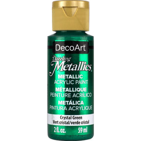 White Pearl Dazzling Metallics acrylic paint by DecoArt in a 2 oz bottle, featuring shimmering metallic finish.