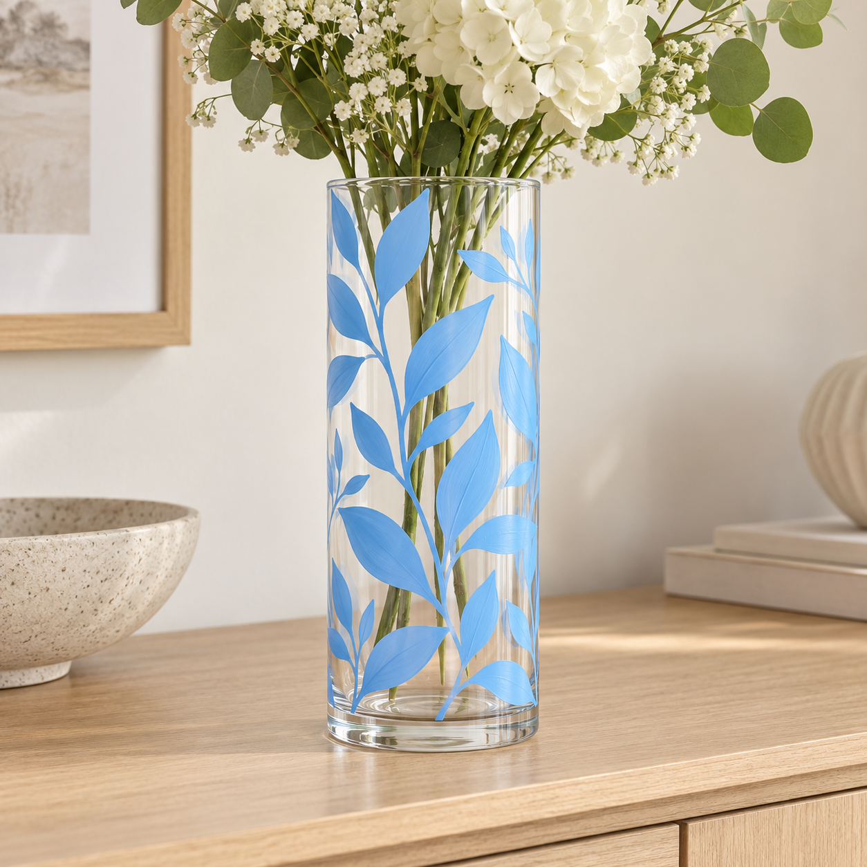 DecoArt Glass Paint in Sky Blue shown on a glass project surface