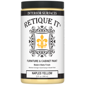 Retique It furniture paint jar with Naples Yellow color on a white background