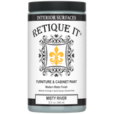 Misty River furniture and cabinet paint by Retique It® in a pint container, ideal for updating wood furniture and cabinetry.