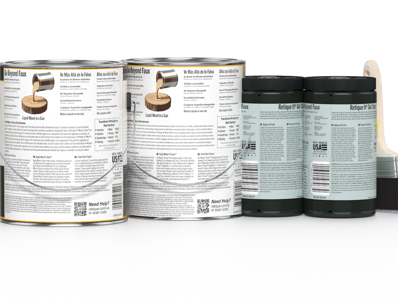 Retique It® Wood'n Finish Kits in Classic Black, large multi-purpose Wood'n Kit with four containers for wood finishing projects.