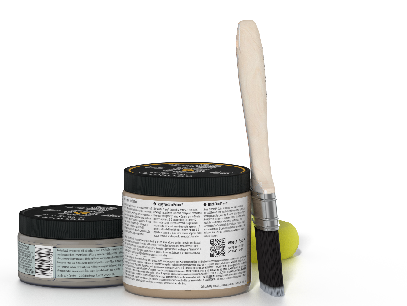 Retique It® Multi-purpose Smooth Finish Kit in Weathered Wood, medium size, showing wood finish applicator and sample swatch.