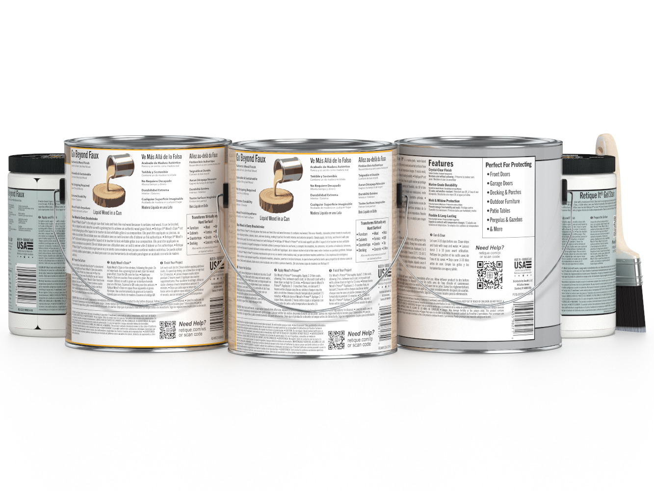 Retique It® Wood'n Kit French Oak exterior top coat and finishing kit with four large containers for wood projects.