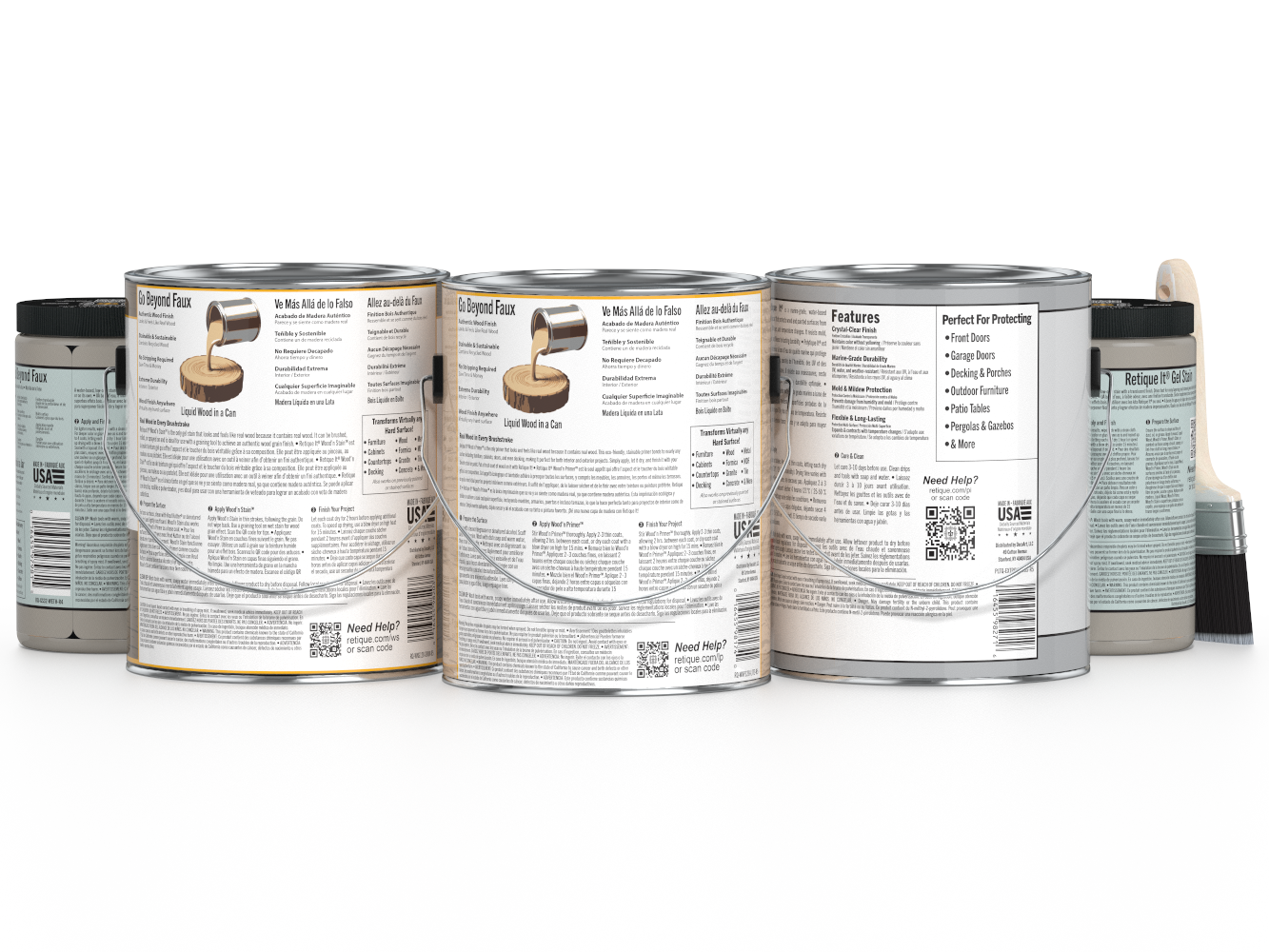 Retique It® Wood'n Finish Kit with four large exterior top coat bottles and driftwood finish for multi-purpose wood projects.