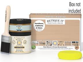 Retique It wood primer kit with a brush and sample on a white background