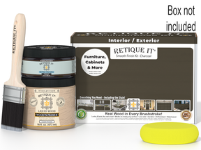 Retique It furniture painting kit with paint, brush, and packaging on a white background