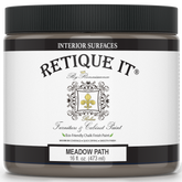Retique It Meadow Path furniture and cabinet paint quart, showing a can of natural greenish paint for furniture refurbishment.