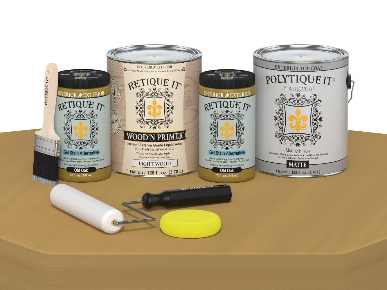 Multi-purpose Smooth Finish Kit (4x Lg) - Old Oak - Exterior Top Coat