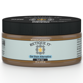 Retique It® 8 oz dark oak gel stain alternative, showcasing the deep, rich wood tone and smooth application texture.