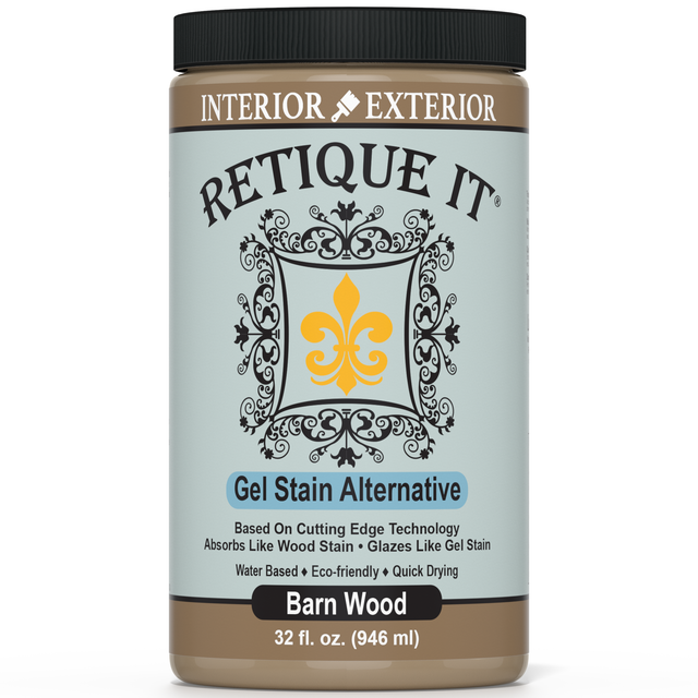 Retique It Barn Wood Gel Stain applied to wood surface, showcasing a rich, textured finish with natural wood tones.