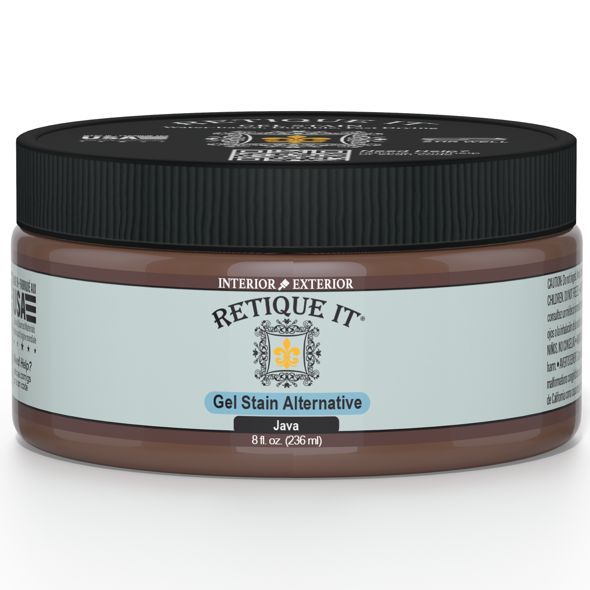 Retique It® Gel Stain in Java, a wood stain product with a smooth gel texture and rich brown color for wood finishing.
