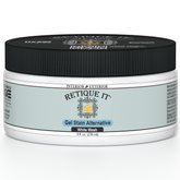 Retique It® White Wash gel stain applied to wood surface, showcasing a smooth, whitewashed finish for furniture or decor projects.