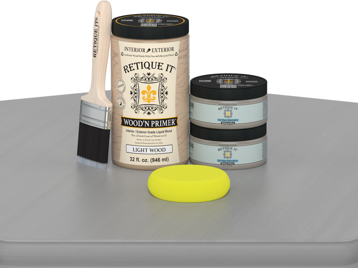 Large Weathered Wood Wood'n Finish Kit by Retique It® offers a smooth, multi-purpose wood finishing solution for furniture.