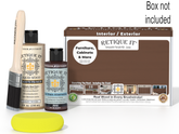 Retique It furniture and cabinet refinishing kit with bottles and a brush on a white background