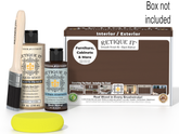 Retique It paint kit with bottles, brush, and packaging on a white background