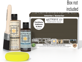 Retique It furniture care kit with bottles, brush, and box on a white background