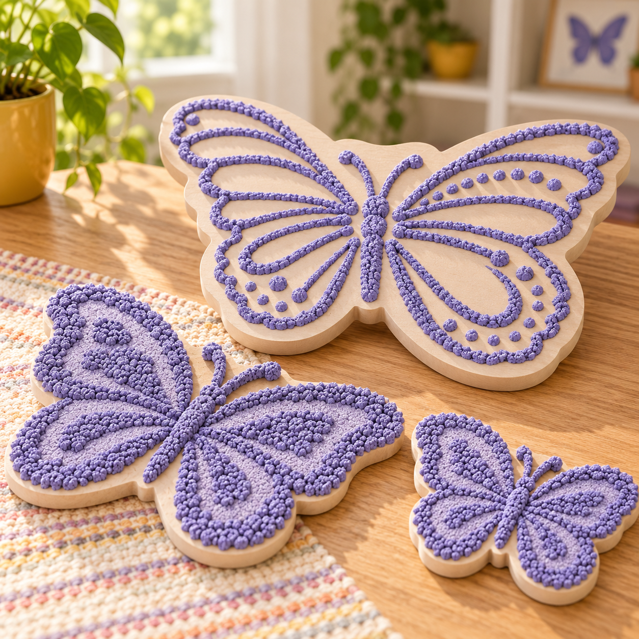 DecoArt Bloom Texture Paint in Bloomed Violet shown in a textured floral art project