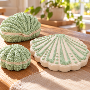 DecoArt Bloom Texture Paint in mint green, shown on a textured craft surface